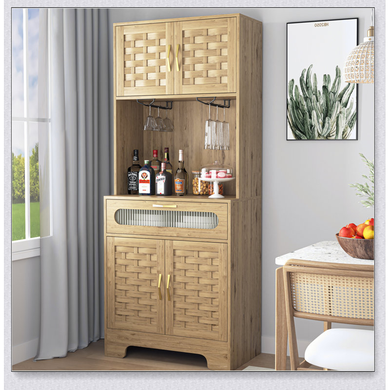 67'' Tall Pantry Buffet Cabinet Freestanding Hutch Cupboard for Home, Kitchen,Tall Freestanding Liquor Cabinet Bar for Kitchen