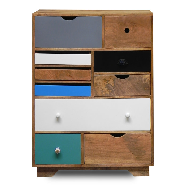 Petekar Solid Wood 80cm W 10 - Drawer Chest of Drawers