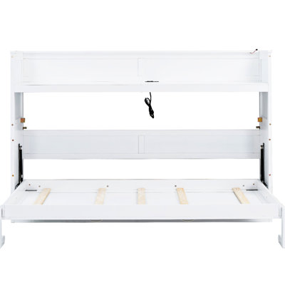 White Twin Xl Bed With Desk And Led , . Solid Wood Build For A Home Office Or Guest Room Desk, & Charging Station. Frame Functional