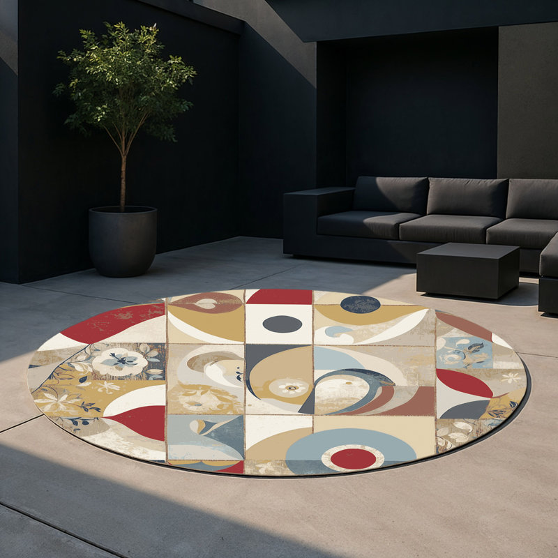Funky Jingle Indoor And Outdoor Area Rug, Round 5'