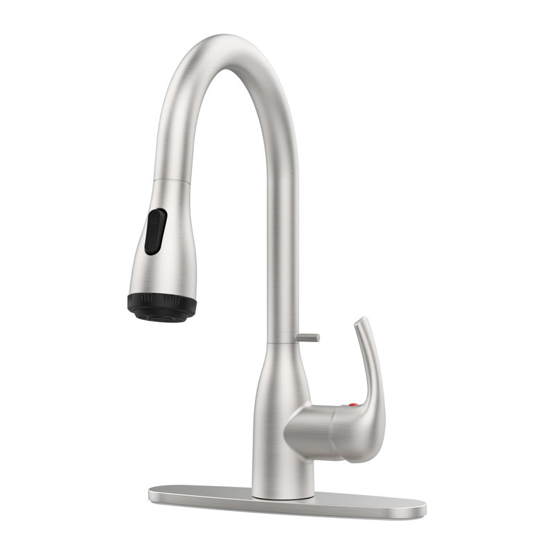 Kitchen Faucet With Pull Down Sprayer And 4 Spraying Modes Brushed Nickel Commercial 1 Or 3 Hole Kitchen Faucets With Locking Buckle For Farmhouse Rv Bar Sinks