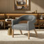 Chaise d'appoint moderne en similicuir, fauteuil rembourré avec pieds en bois, chaise de salle à manger de style Mid-Century pour le salon, la chambre à coucher et la réception