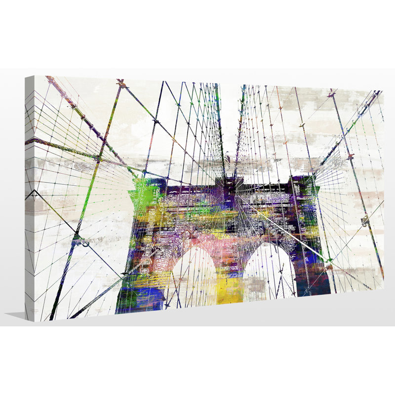 Brooklyn bridge iii-impression d’art graphique sur toile tendue, H 24 po x l 40 po