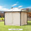 Pavillon de jardin en polyester beige pour l'extérieur avec structure en métal, panneaux d'intimité en polyester beige neutre