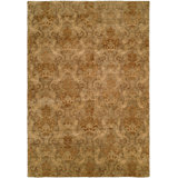 Seattle Wool Damask Area Rug in Beige