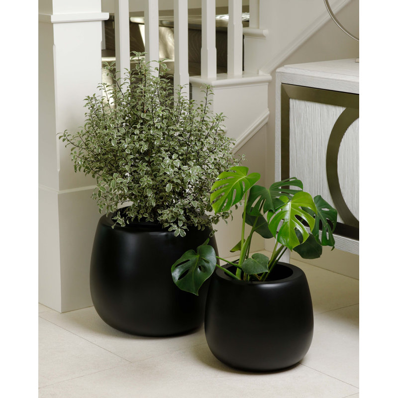 Finstad Handmade Pot Planter, 18" H x 21.25" W x 21.25" D, Black