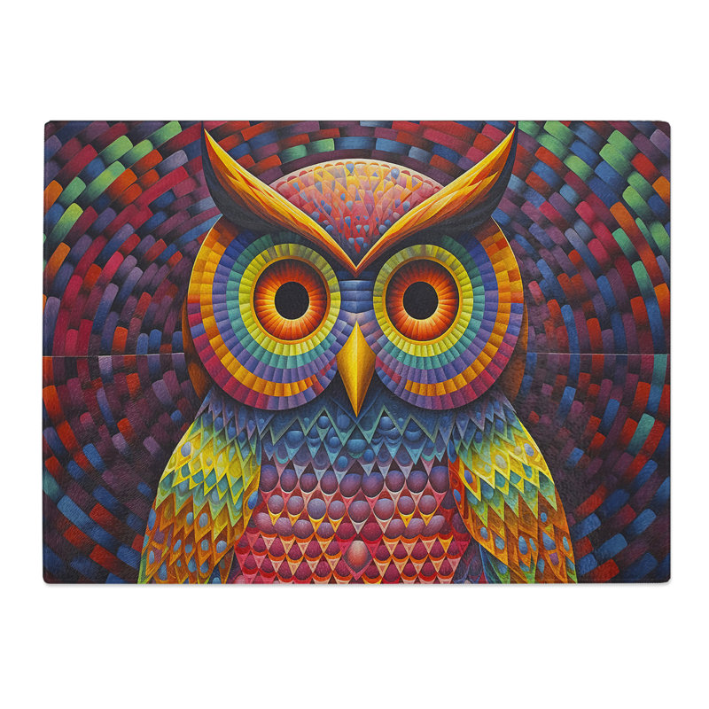 Owl Op Art  Glass Chopping Board