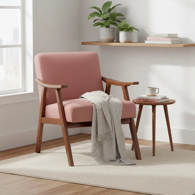 Jamesina 26.37" W Armchair, Rose Velvet Duplicate 