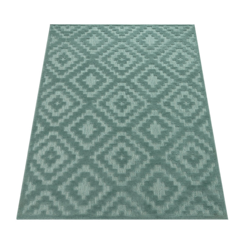 Tapis intérieur / extérieur en polypropylène tissé à la machine Jaimir, Rectangle 6 pi 7 po x 9 pi 2 po