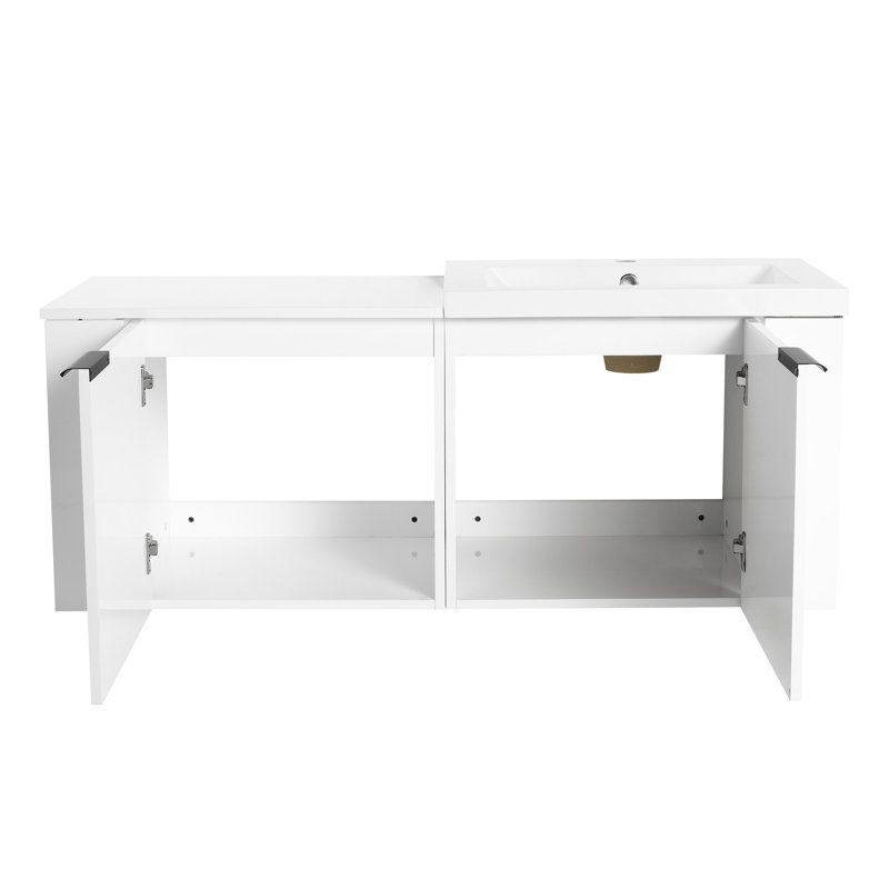 Meuble-lavabo pour salle de bain Valero de 48 po pour grands espaces, meuble-lavabo moderne. Blanc, solide contreplaqué, capacité de rangement suffisante, style américain, salle de bain simple, vaste