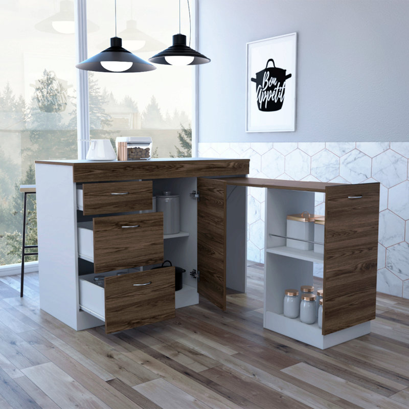Multicolore, armoire de cuisine, trois tiroirs, deux tablettes internes