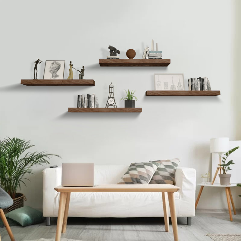 Floating Shelves For Wall 2 Pack, 1.57" H x 24" W x 6" D, Walnut