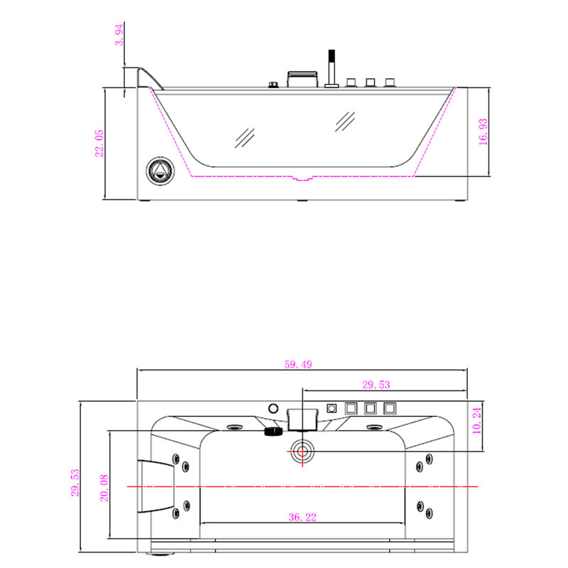 59.49'' x 29.53'' Alcove / Tile In Whirlpool Plastic / Acrylic Bathtub with Faucet