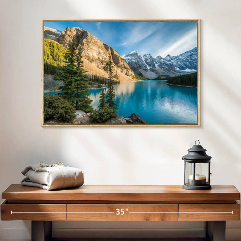 Lac Moraine Glorious, Cadre flottant en bois naturel, 25 po x 17 po