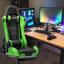 JL Comfurni JD-S0 Adjustable Reclining Ergonomic Faux Leather Swiveling PC & Racing Game Chair with Footrest-86593337