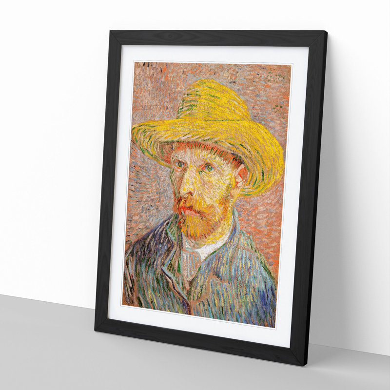 Self-Portrait with a Straw Hat - Picture Frame Graphic Art, 90cm H x 65cm W x 2cm D, Black