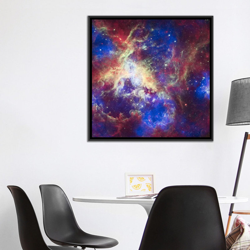 Art sur toile Lenworth and Space Tarantula Nebula (Spitzer Space), H 18 po x l 18 po x P 1,5 po, Toile avec cadre noir