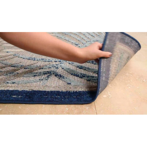 Beachcrest Home Cephas Floral Dark Blue/Aqua Indoor / Outdoor Area Rug ...
