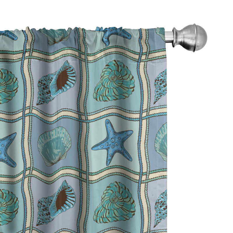 Starfish Patchwork Semi-Sheer Rod Pocket Sliding Panel, 28" x 63"