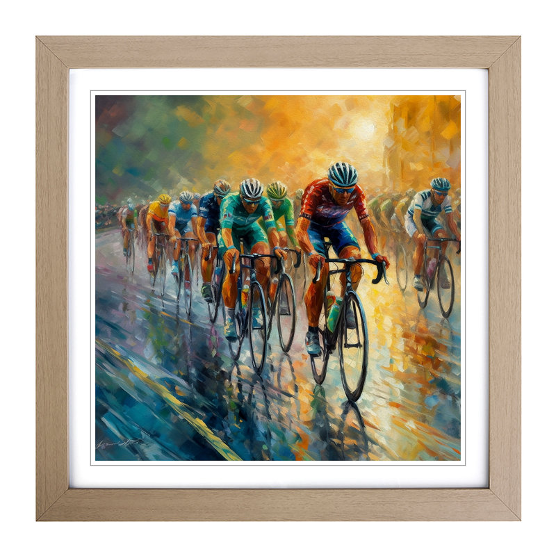 Tour De France Neo-Impressionism - Framed Print, Oak