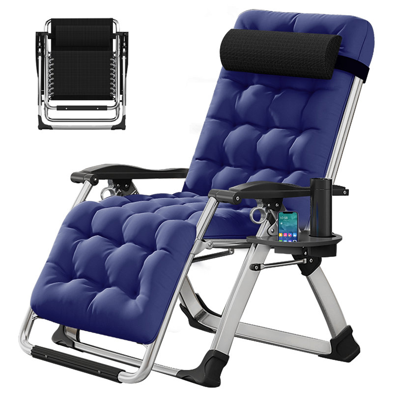 Zero Gravity Chair with Cushion, Cup Holder, Headrest, Lawn Recliner, Reclining Patio Lounger Chair, Blue