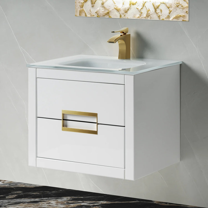 Danya 24'' W Single Vanity, White, Gold, White