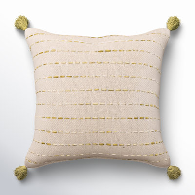 Hainsly Striped Cotton Blend Reversible Throw Pillow