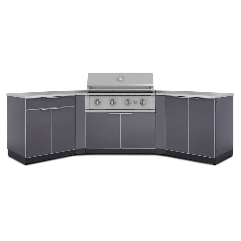 Ensemble d'armoires d'extérieur en aluminium 7 pièces avec barbecue performance 40 po, Gaz naturel