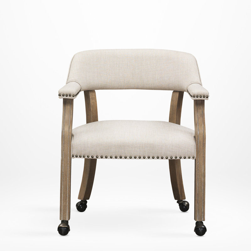 Fauteuil à roulettes - siège en mousse et garniture cloutée antique