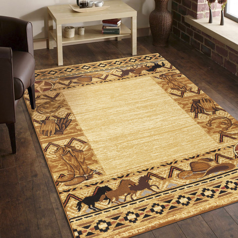 Tapis tribal beige Southwest, Rectangle 7 pi 10 po x 10 pi 3 po