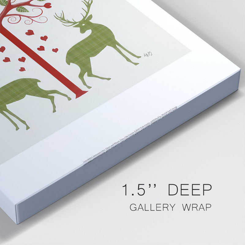 Christmas Des - Cerf et cœur, crème, H 12 po x l 8 po x P 1,5 po