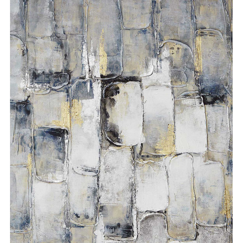 Berna Blue Squares - Single Picture Frame Painting on Canvas