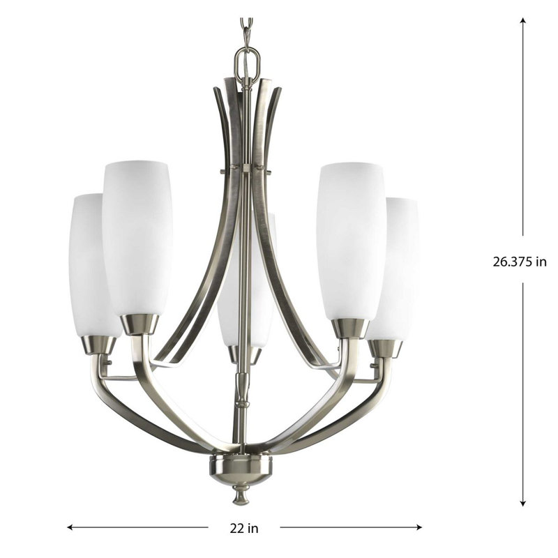 Lustre classique/traditionnel ombré 5 lumières Charleston, Nickel brossé