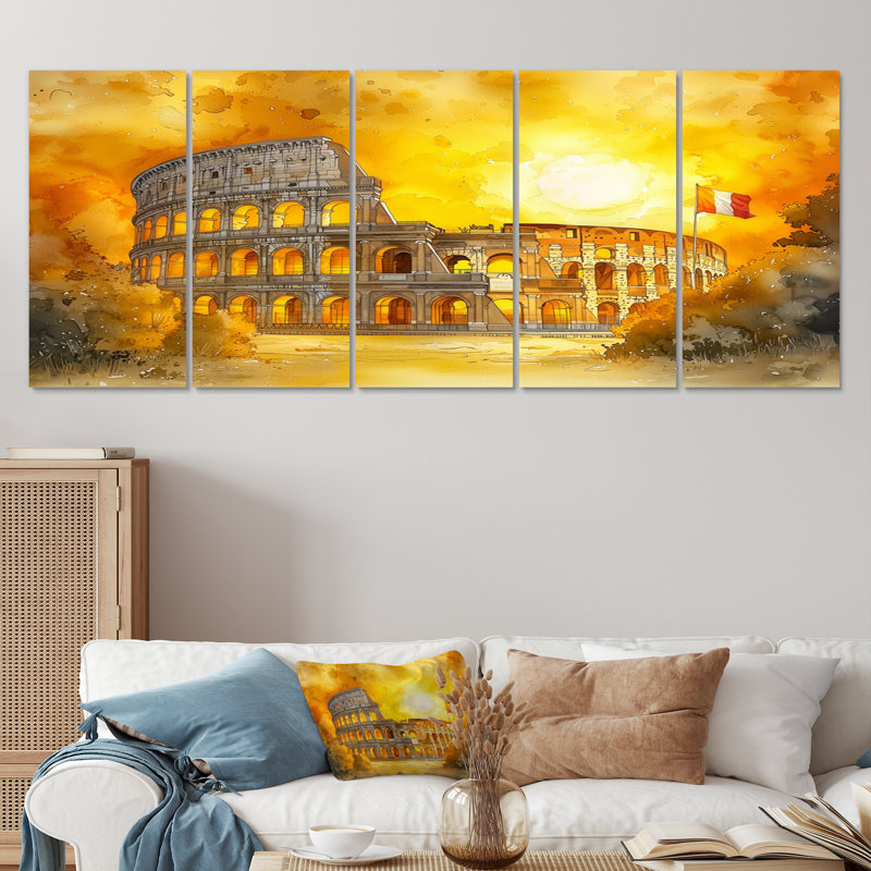 Colisée lueur en Italie - Art mural Italie - décoration murale traditionnelle, H 32 po x l 80 po, 5