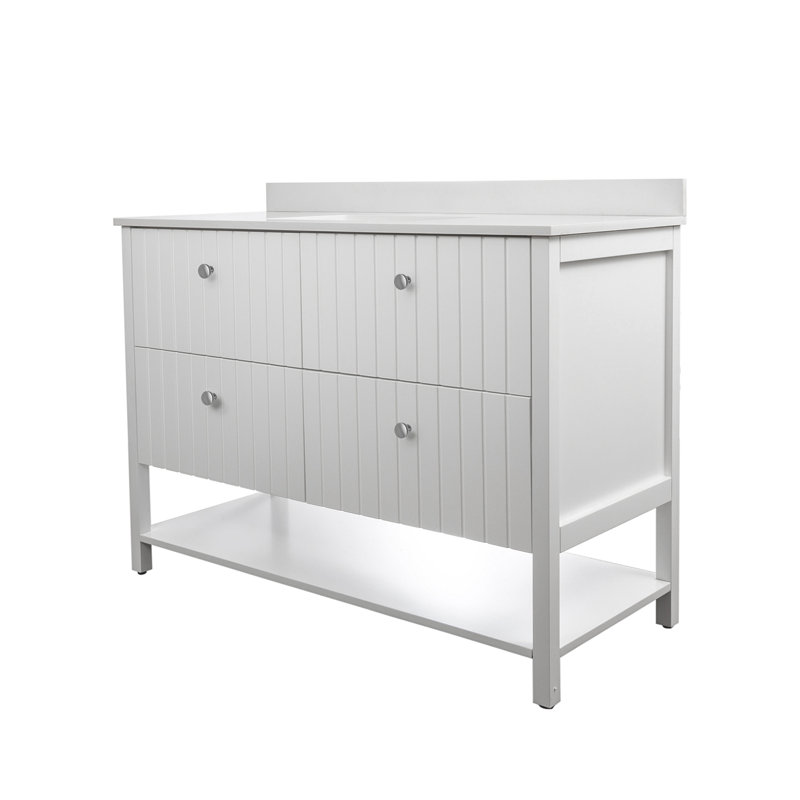 Ensemble de meuble-lavabo blanc mat 48 po avec lavabo en céramique et lavabo en céramique Harvard