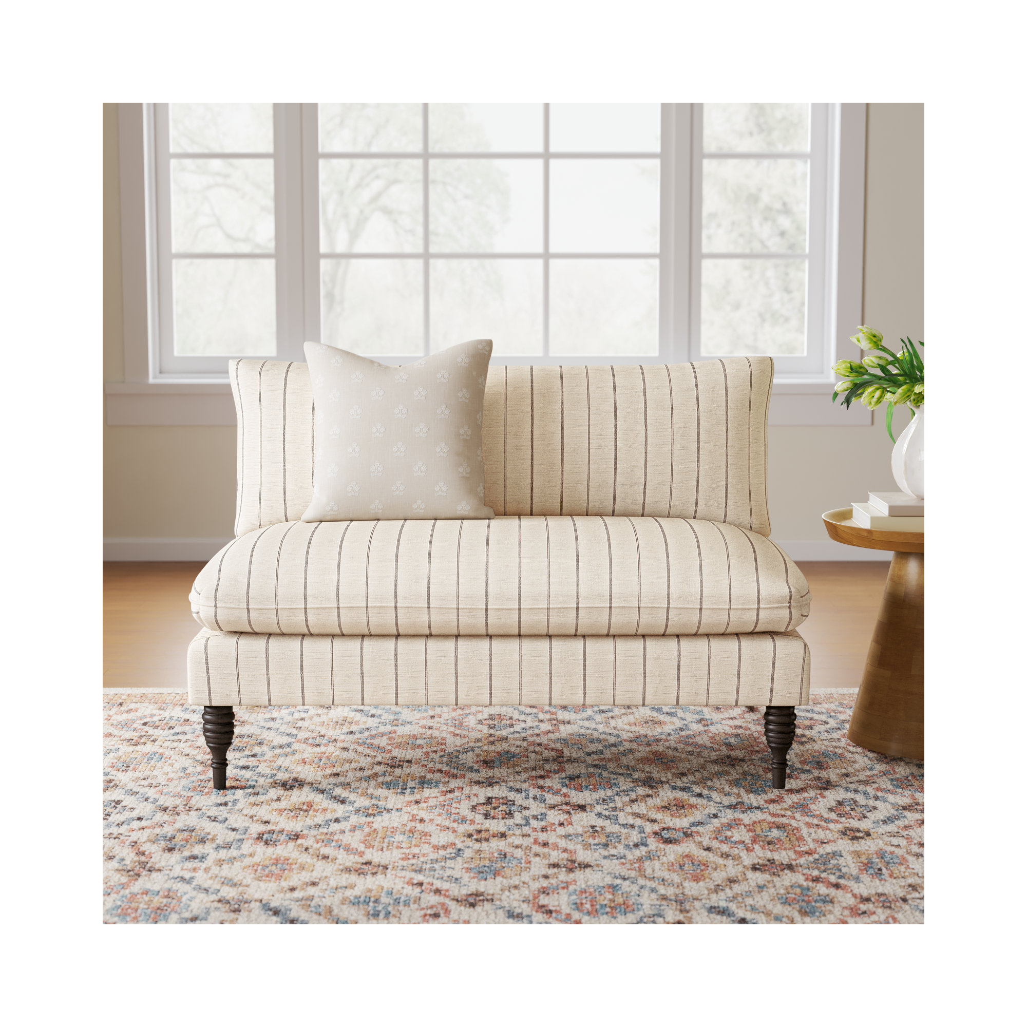 Cecelia 47'' Upholstered Loveseat, Fritz Charcoal Stripe