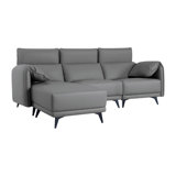 Shealene High Back Convertible Sectional Couch with Ottoman, 3 Seater L Shaped Sofa with Headrests