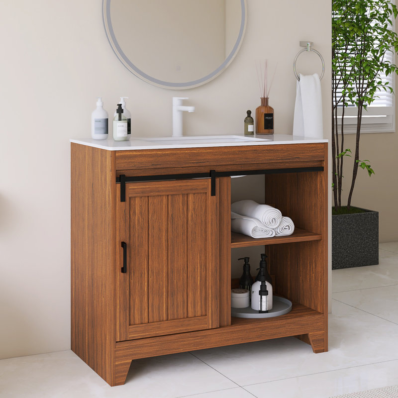 Meuble-lavabo simple 36 po avec comptoir en pierre frittée