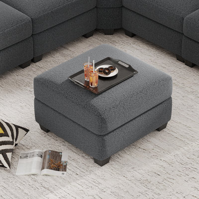 25.2" Wide Minimalist Soft-Upholstered Movable Square Standard Ottoman