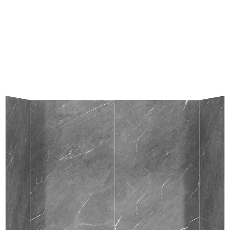Streamline DSH-1320-133 32 in. L x 60 in. W x 76 in. H 4-Piece Glue-Up Alcove Shower Surround in Grey Marble Finish