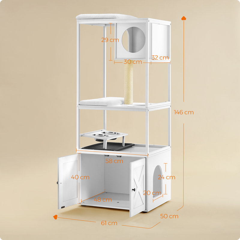 146cm H Cat Tree, Matte White