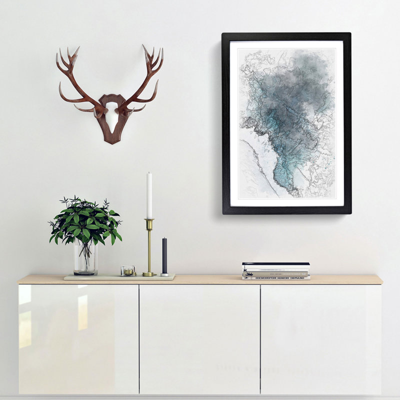 Beach In Swanbourne Australia - Single Picture Frame Painting on MDF, 87cm H x 62cm W x 2cm D, Black Framed