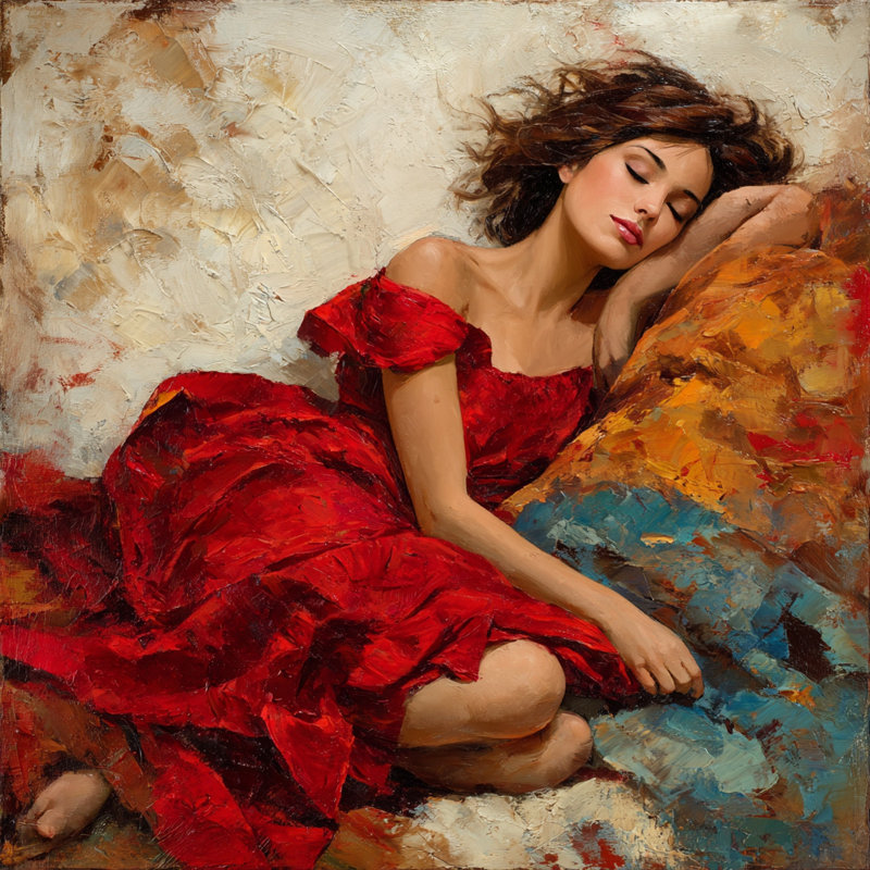 «Dreaming in Red», art mural sur toile tendue, H 30 po x l 30 po