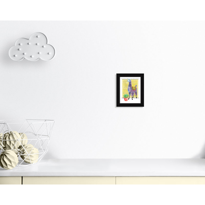 « jolie llama ii », art sur toile, H 12 po x l 10 po x P 0,625 po, Cadre noir