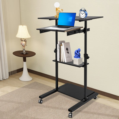 Standing Black Computer Desk 32” With Caster Rails
