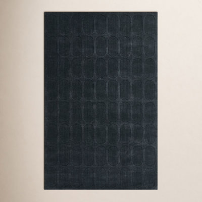  Contour Hand Woven Wool Geometric Navy Area Rug