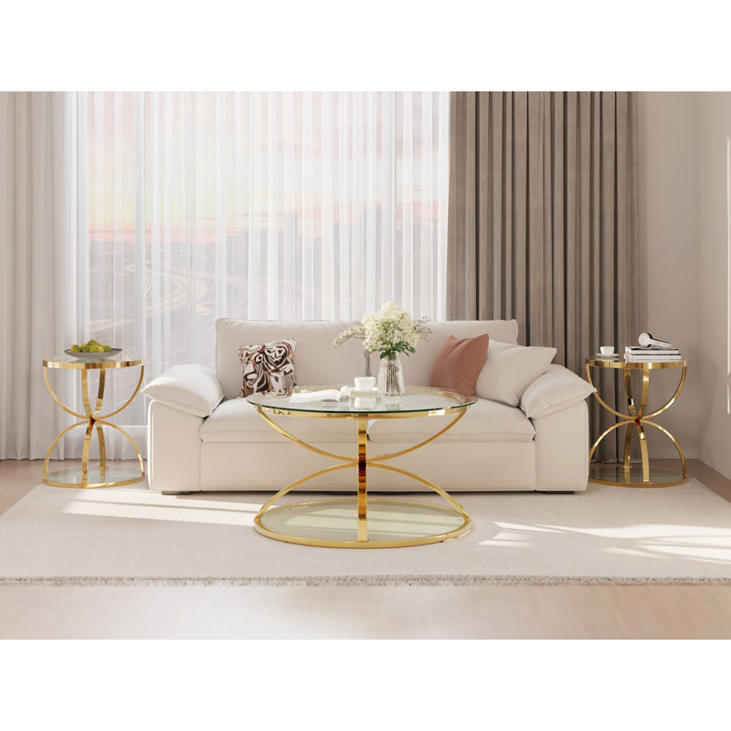Ensemble de tables basses Modern Modern, Doré