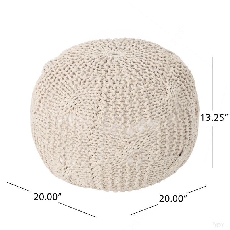 Pouf rond en coton Bordeaux, beige, Beige