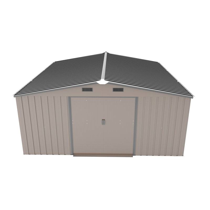 Extra Large 10x12ft Outdoor Storage Shed Made Of 0.25mm Color Steel, Featuring Protective Film, Sunlit Windows, And Choice Two Colors - Great For Tool Storage, Bicycle Shed, Or Utility Room Metal