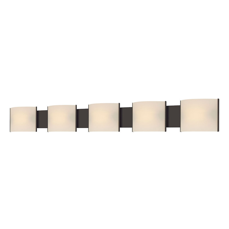 Éclairage pour salle de bain 5 lumières Pannelli - 52 po - bronze huilé Pannelli, H 6 po x l 52 po x P 3 po, Bronze